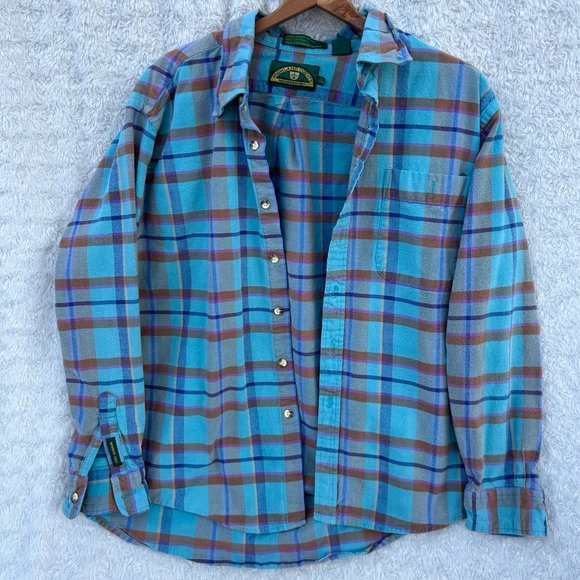 Highland County Members Only‎ Men's Blue Plaid Flannel Size XL - Picture 4 of 6